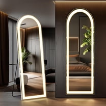 Arched Full Length Mirror with LED Lights Floor Mirror with Stand Dimming 3Color