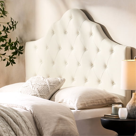 Arched Headboard In - For Queen & Full Beds, Comfortable And Stylish Adjustable Height Fabric Upholstered With Buttons For A Dreamy Bedroom Look