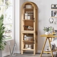 thumbnail image 1 of Arched Kitchen Pantry Storage Cabinet, Tall Storage Display Cabinet, 5 Tier Bookcase for Living Room (Wood), 1 of 8
