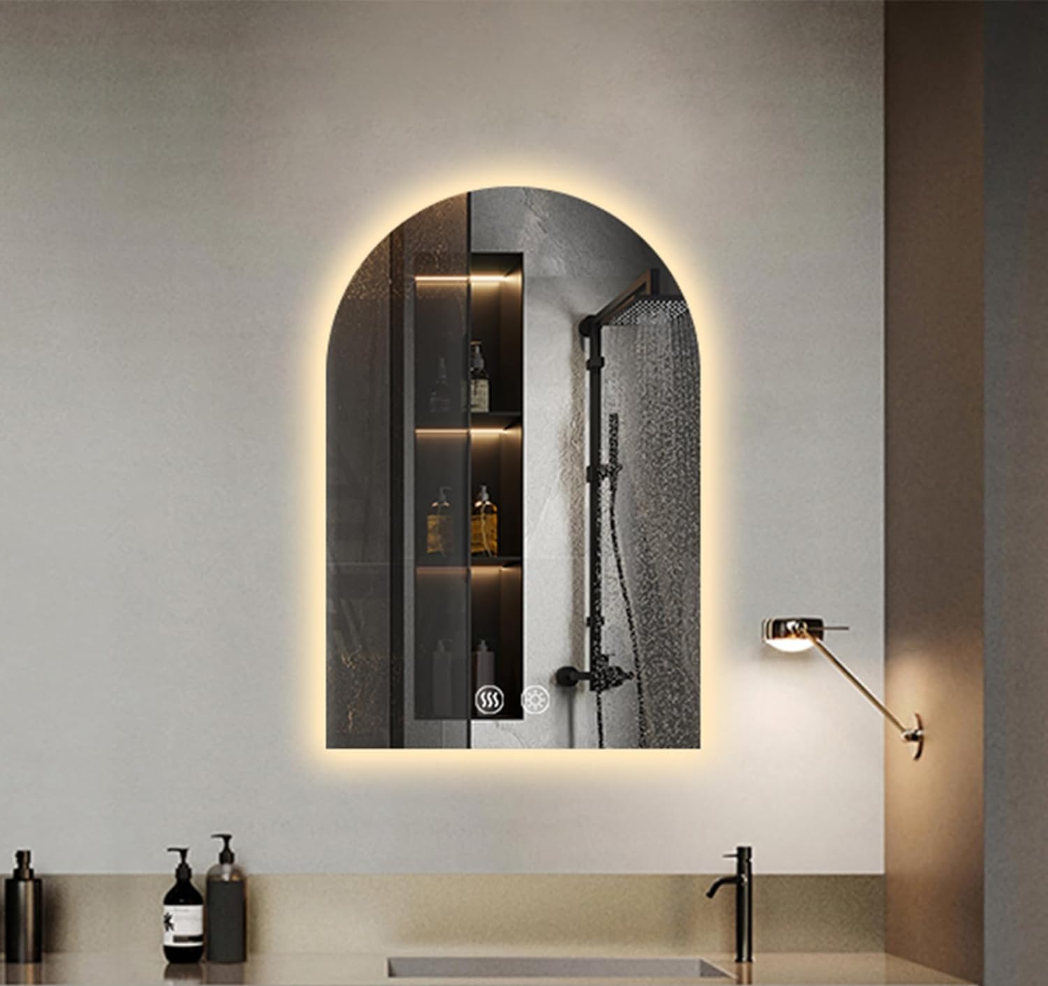 Arched LED Bathroom Mirror, 30x20 Inch Arch Frameless Backlit Mirror