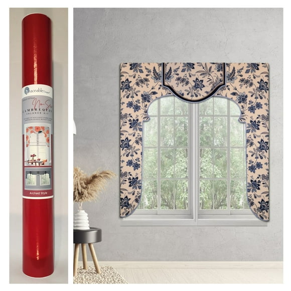Traceable Designer Decorative Arched Lambrequin Valance Kit for Bedroom, Living Room, Kitchen, DIY No-Sew