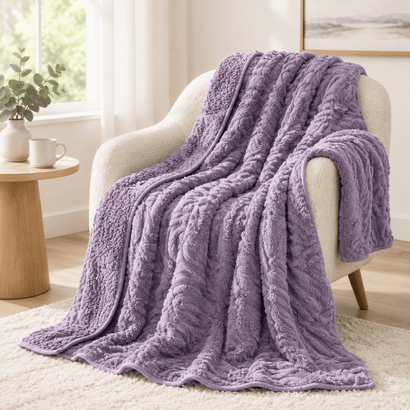 Arched Light Purple 60" x 80" 15lbs Sherpa Fleece Weighted Blanket for Adults