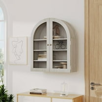 Arched Medicine Cabinet, Bathroom Wall Mounted Cabinet Over Toilet Storage Organizer with Acrylic Doors Removable Shelf for Laundry Room Kitchen Living Room, Natural