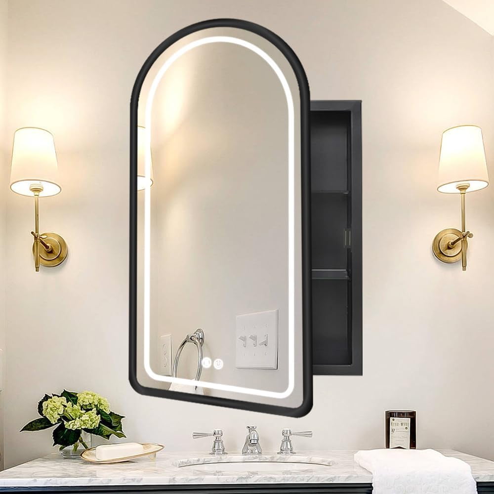 Arched Medicine Cabinet with Light, Recessed Medicine Cabinet with ...