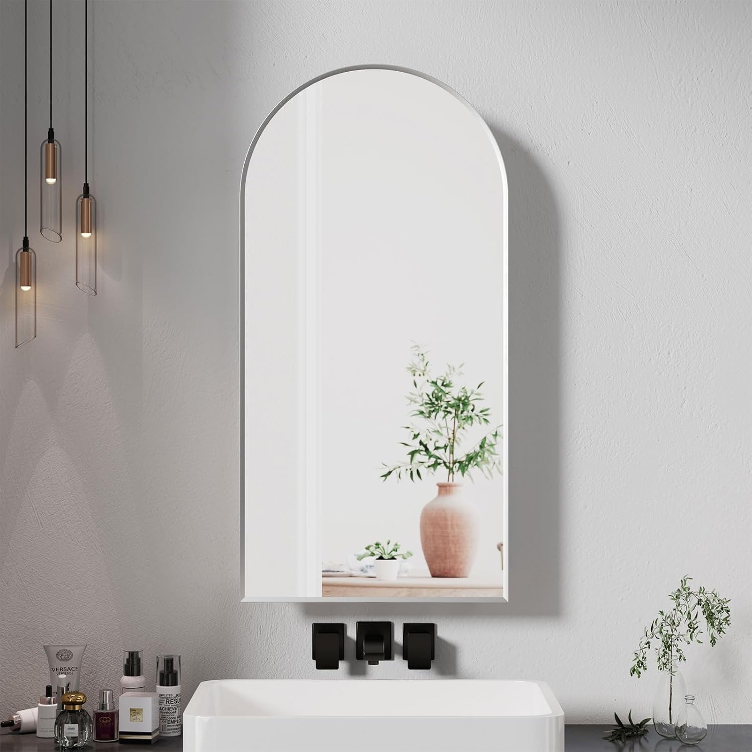 Arched Medicine Cabinet with Mirror Bathroom Mirrored Arch Medicine ...