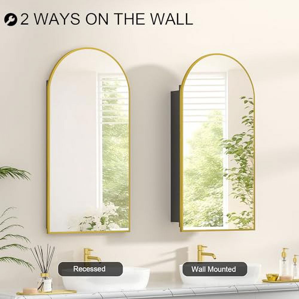 Arched Medicine Cabinet with Mirror,Recessed Medicine Cabinet Mirrors ...