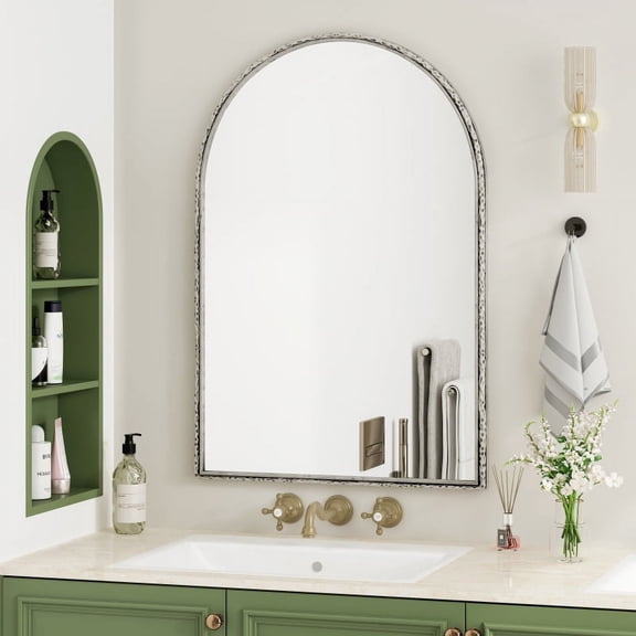 Arched Mirror,Wall Mirror for Bathroom,Vanity Mirror or Wall Decor Arch Mirror for LivingRoom Bedroom Entryway,Silver