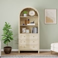 thumbnail image 1 of Arched Pantry Cabinet, Farmhouse Tall Buffet Cabinet with Drawers and Adjustable Shelves, Wooden Coffee Bar Cabinet with Storage, for Kitchen, Dining Room, Living Room, 1 of 9