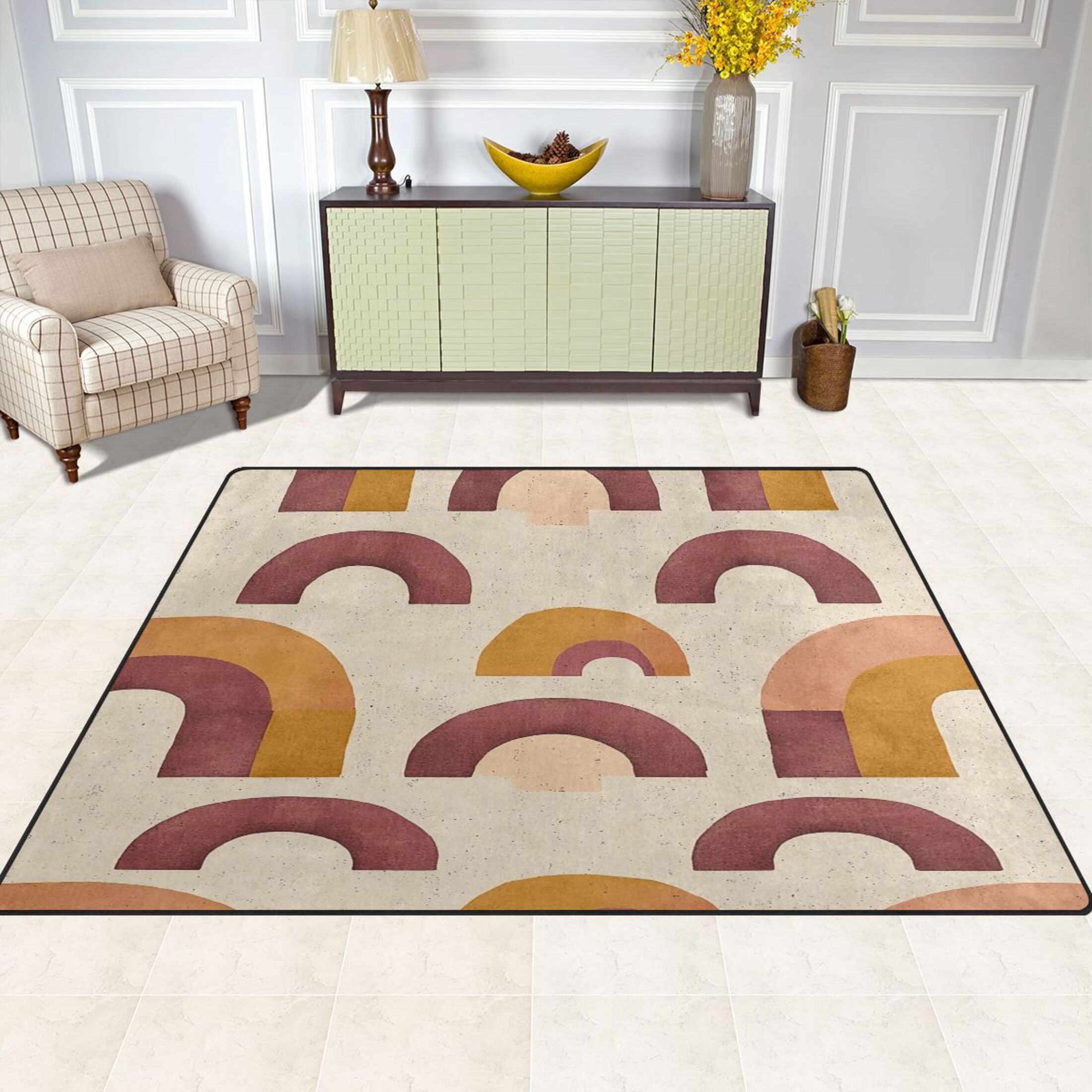 Arched Pattern 80''x58'' Extra Large Plush Memory Foam Rug, Soft ...