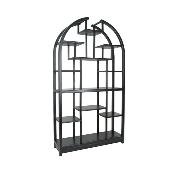 Arched Shape Display Unit with Multiple Shelves, Antique Black