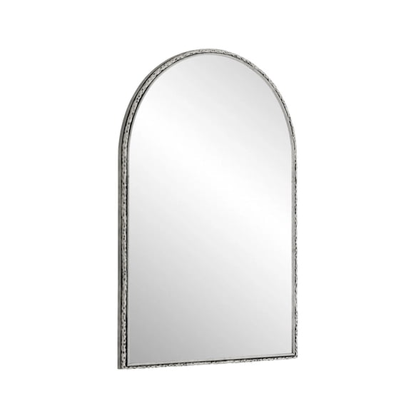 Arched Silver Wall Mirror, Shatterproof Tempered Glass & Iron Frame, Wall-Mounted / Tabletop