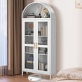 thumbnail image 1 of Arched Storage Cabinet, Modern Storage Cabinet with Glass Door and Adjustable Shelves, Accent Furniture for Living Room, Kitchen, Dining Room, Entryway, 1 of 6