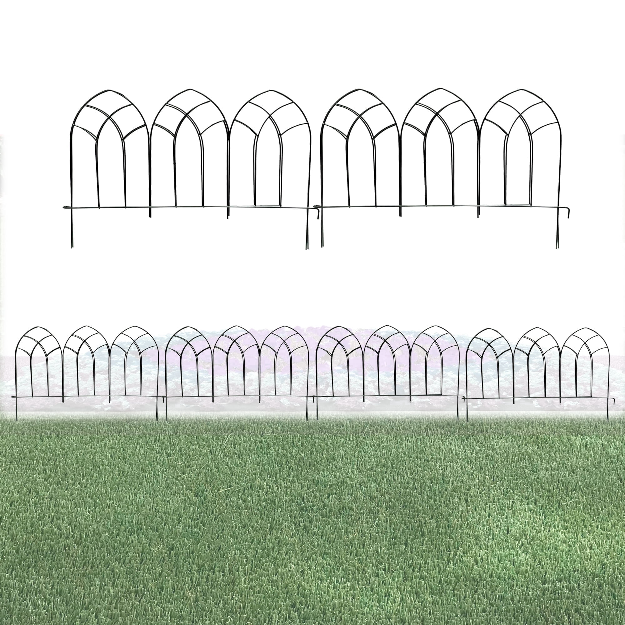 Glamos Wire 24 inch Arched Top metal Panel Decorative Fence 40 Pack covers 80 feet total