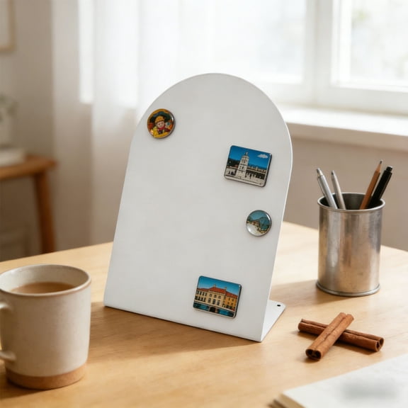Arched Top Metal Bulletin Board For Notes Photos Magnets Desk Organization White 11x7.8x3.9 In