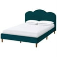 thumbnail image 1 of Arched Upholstered Full Platform Bed in Rainforest Green Velvet, 1 of 9