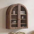 thumbnail image 1 of Arched Wall Cabinet, Large Wood Bathroom Medicine Cabinet Wall Mounted Cupboard, Modern Floating Storage Cabinet with Acrylic Door Adjustable Shelf, Wood Organizer (Brown-Oak), 1 of 8
