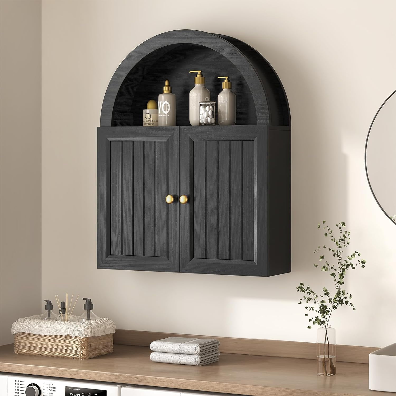 Arched Wall Cabinet, Wall Mounted Cabinets with Grille Door and ...