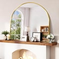 thumbnail image 1 of Arched Wall Mirror 24x20 Inch Black Metal Frame Tempered Glass Large Decorative Crystal Clear Shatterproof Mirror for Entryway Living Room Mantel Bathroom, 1 of 9