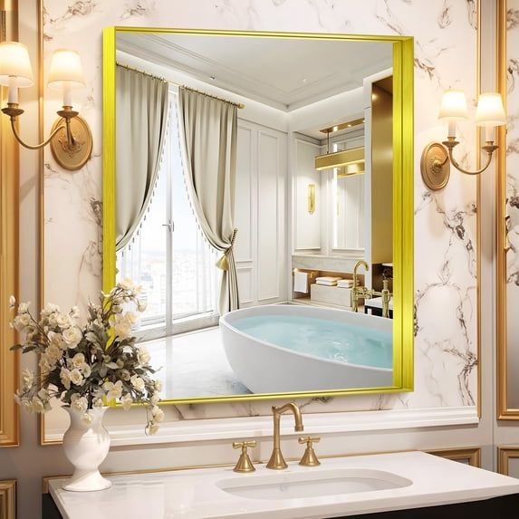 Arched Wall Mirror 24x20 Inch Black Metal Frame Tempered Glass Large Decorative Crystal Clear Shatterproof Mirror for Entryway Living Room Mantel Bathroom