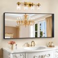 thumbnail image 1 of Arched Wall Mirror 24x20 Inch Black Metal Frame Tempered Glass Large Decorative Crystal Clear Shatterproof Mirror for Entryway Living Room Mantel Bathroom, 1 of 9