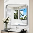 thumbnail image 1 of Arched Wall Mirror 24x20 Inch Black Metal Frame Tempered Glass Large Decorative Crystal Clear Shatterproof Mirror for Entryway Living Room Mantel Bathroom, 1 of 9
