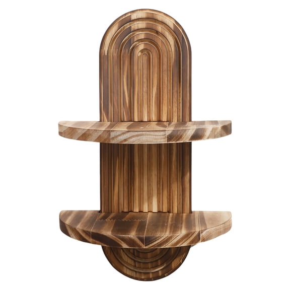 Arched Wall Shelf Double Layer Storage Shelf Oval Shape Wooden Floating Rack for Kitchen Bathroom Living Room Decors