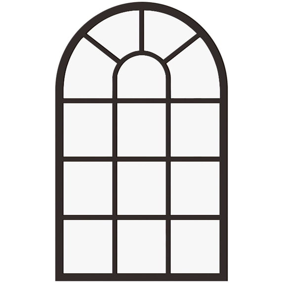 Arched Window Wall Mirror, Rustic Farmhouse Accent Mirror, Wood Framed Entry Mirror Windowpane Acrylic Mirror for Living Room,Bathroom,Bedroom,Kitchen