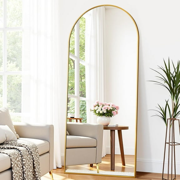 Arched full-length mirror, 59 "x19" freestanding floor-standing mirror, with stand and aluminum alloy frame