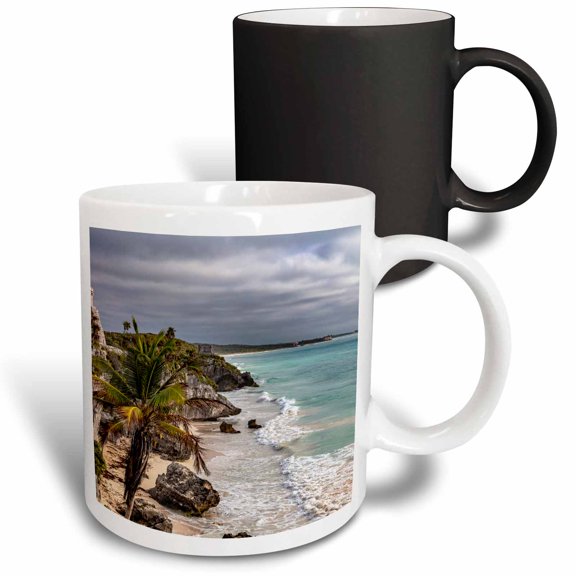 3drose, Archeological Zone of Mayan Port City Ruins in Tulum, Mexico, 11oz Magic Transforming Mug