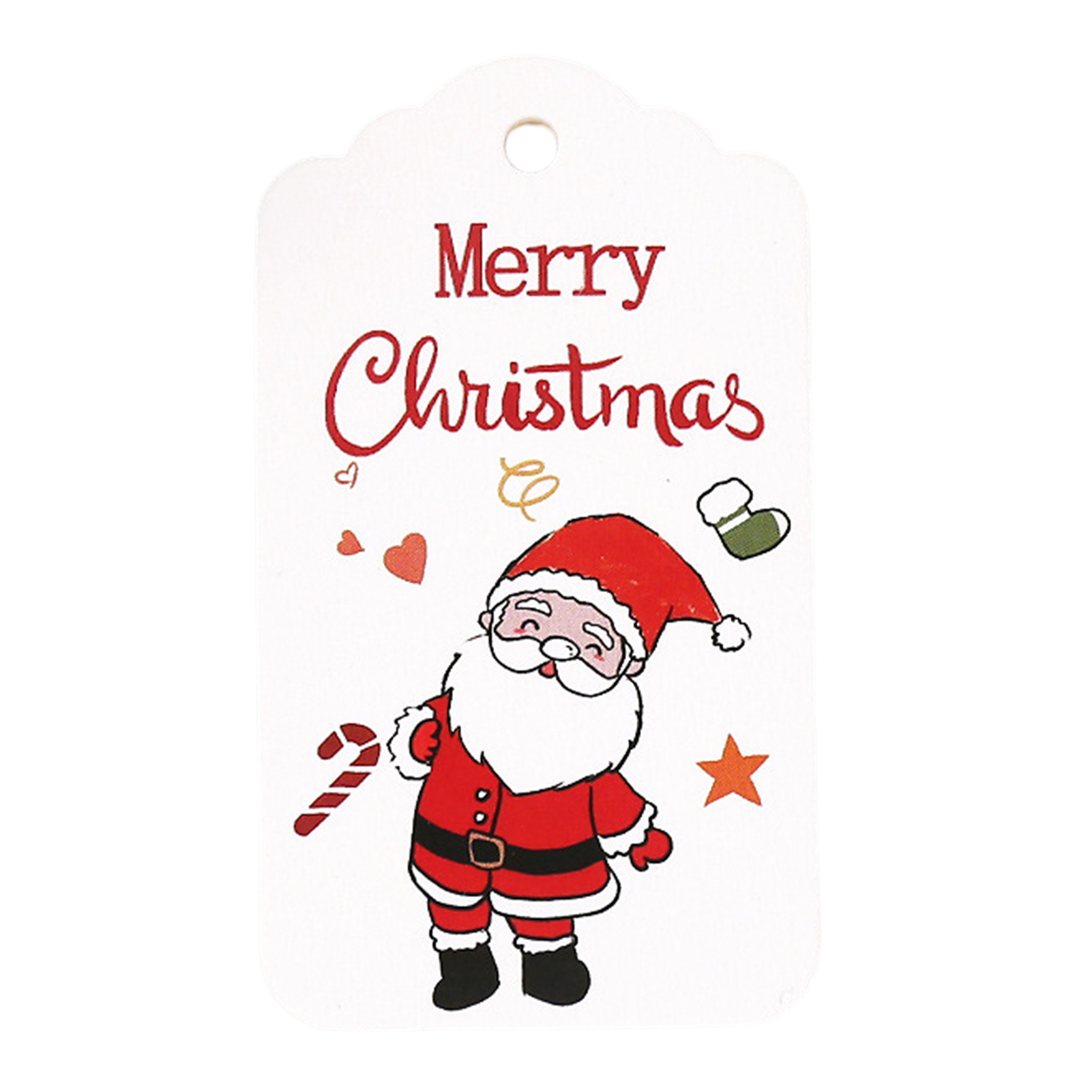 Archer 100Pcs Christmas Tag Prepunched Santa Claus Paper Cards