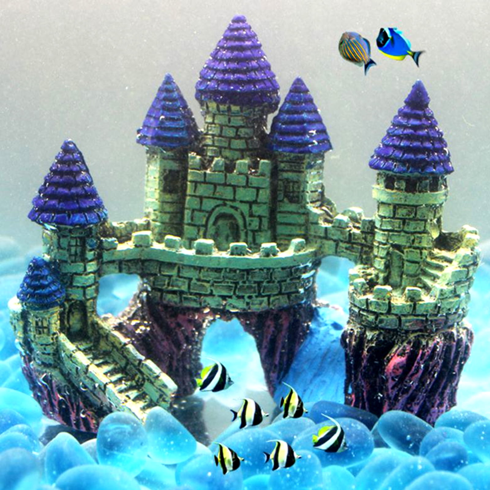 Hevirgo Aquarium Ornament European Style Decorative Resin Fish Tank Castle Ornament for Aquarium Decor