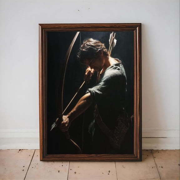 Archer Bow Hunter Rustic Decor Medieval Warrior Masculine Cabin, Unframed Paper Poster 8x10in