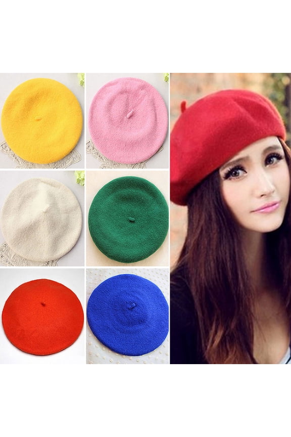 Classic Solid Color Winter French Style Beret Artist Hat Casual Women Cap Gift