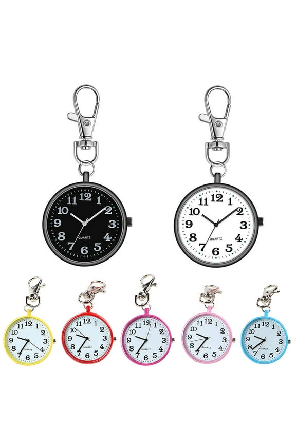 Fashion Unisex Round Dial Quartz Analog Nurse Medical Keychain Pocket Watch