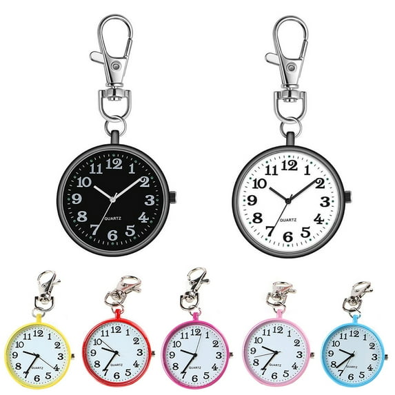 Archer Fashion Unisex Round Dial Quartz Analog Nurse Medical Keychain Pocket Watch