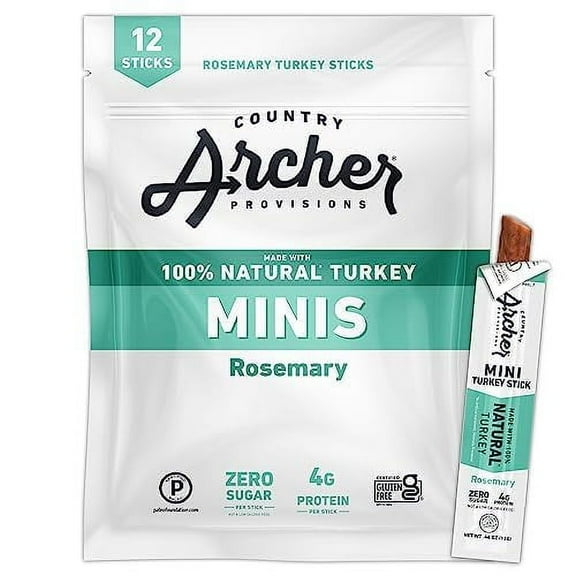 Archer Jerky Mini Turkey Jerky Sticks - All Natural Turkey Sticks, Meat Snack for People, Gluten Free, Keto Protein Snack, Original Flavor - 0.5 oz (Pack of 12)