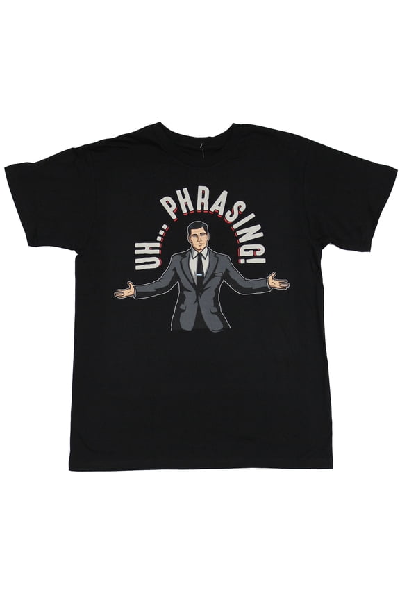 Archer Mens T-Shirt - Uh Phrasing Archer Under Words Image (Small)
