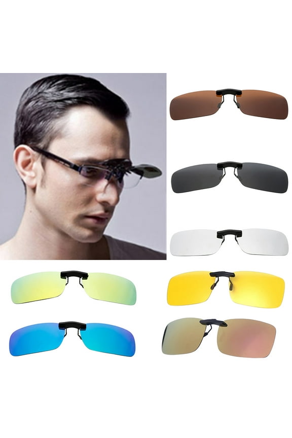 Portable Polarized Mirrored UV400 Clip-on Lens Sunglasses for Driving Fishing