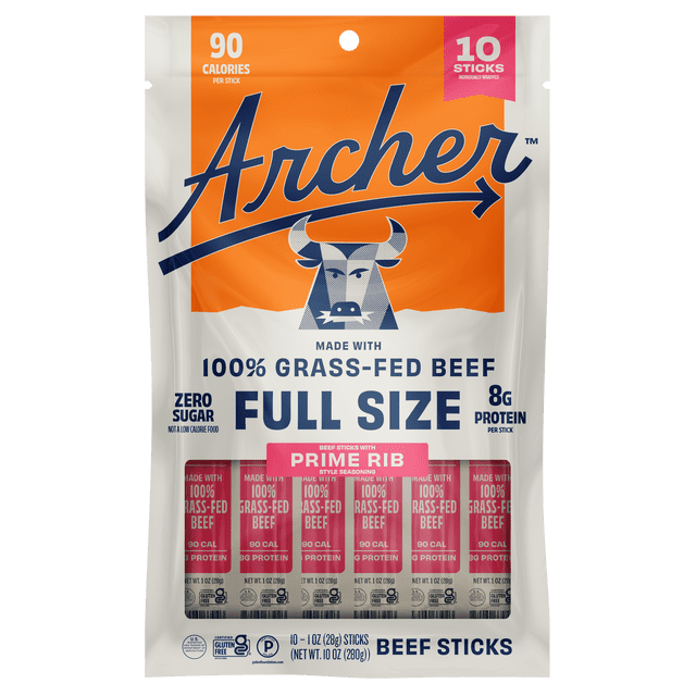 Archer Meat Snacks Prime Rib Beef Sticks 10ct — product image