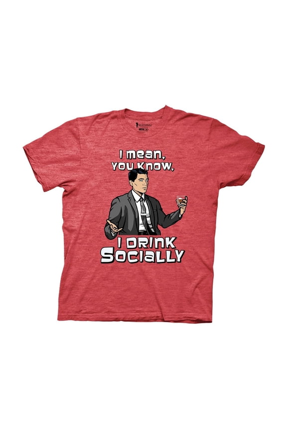Archer T-Shirt SOCIAL DRINKER Officially Licensed