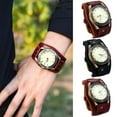 thumbnail image 1 of Hevirgo Vintage Roman Numerals Gear Faux Leather Band Men Wrist Bracelet Quartz Watch, 1 of 7