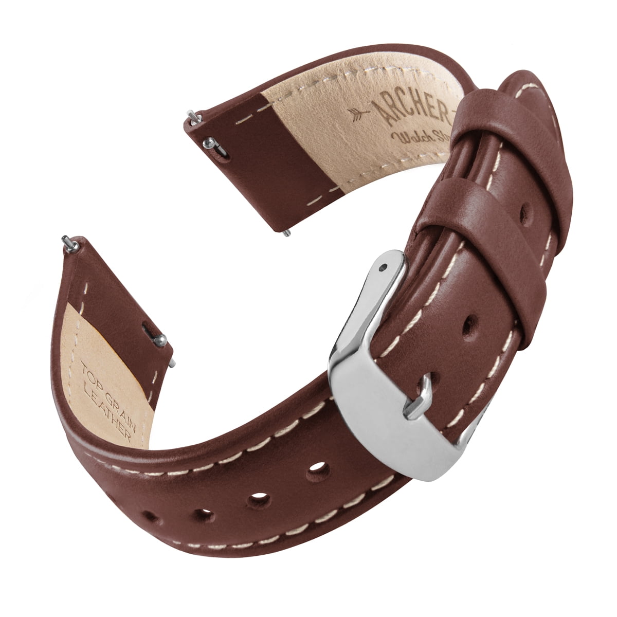 Archer Watch Straps Top Grain Leather Quick Release Watch Straps Mahogany Natural White Thread 18mm Walmart Business Supplies