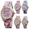 thumbnail image 1 of Hevirgo Women Flower Print Silicon Band Arabic Numerals Dial Quartz Wrist Watch, 1 of 7