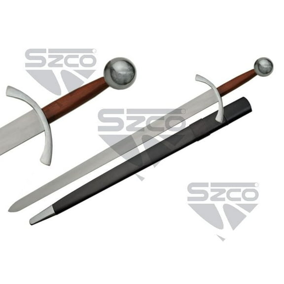 SZCO 40" Katana Archer Sword Full Tang Fantasy Medieval Stainless Steel Blade with Wood Handle & Scabbard