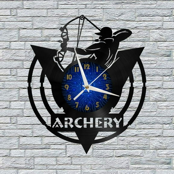Archery 12 Inch Vinyl Record Wall Clock - Silent, Creative, and Unique Clock for Living Room, Entryway, or Bedroom Decor - Perfect Gift Idea(12 inchs B without LED)