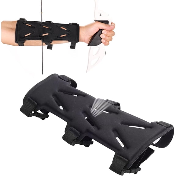 Archery Arm Guard, 9 Adjustable 3-Strap Forearm Protector, Breathable Vented Wrist Guard for Youth & Adult, Unisex Right Left Hand Bow Hunting Target Shooting
