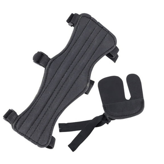 Archery Arm Guards & Arrow Finger Tab Finger Saver Set Adjustable Straps Archer Shooting Arm Protector for Hunting Shooting
