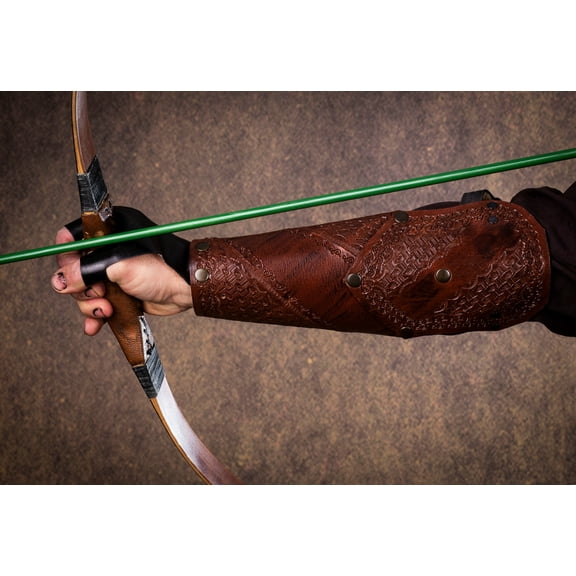 Archery Arm Guards Genuine Leather Armguard Adjustable Forearm Guard Protective Gear Gauntlet Cuff Medieval Bracers for Hunting Shooting