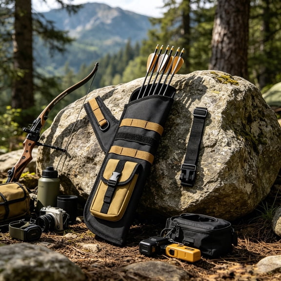 Archery Arrow Organizer Bag Adjustable Shoulder Strap Arrow Quiver Storage Pouch Large Capacity For Hunting Practice Shooting Range Camping Outdoor Training