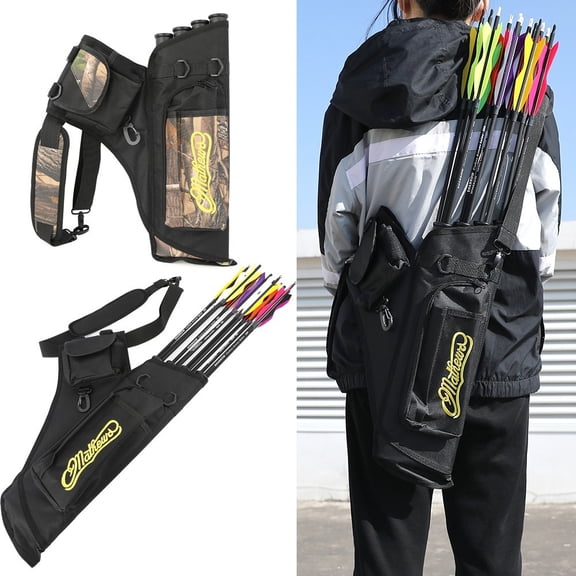 Archery Arrow Quiver 4 Tubes Waist Hip Bag Belt Back Pouch Holder Bow Hunting